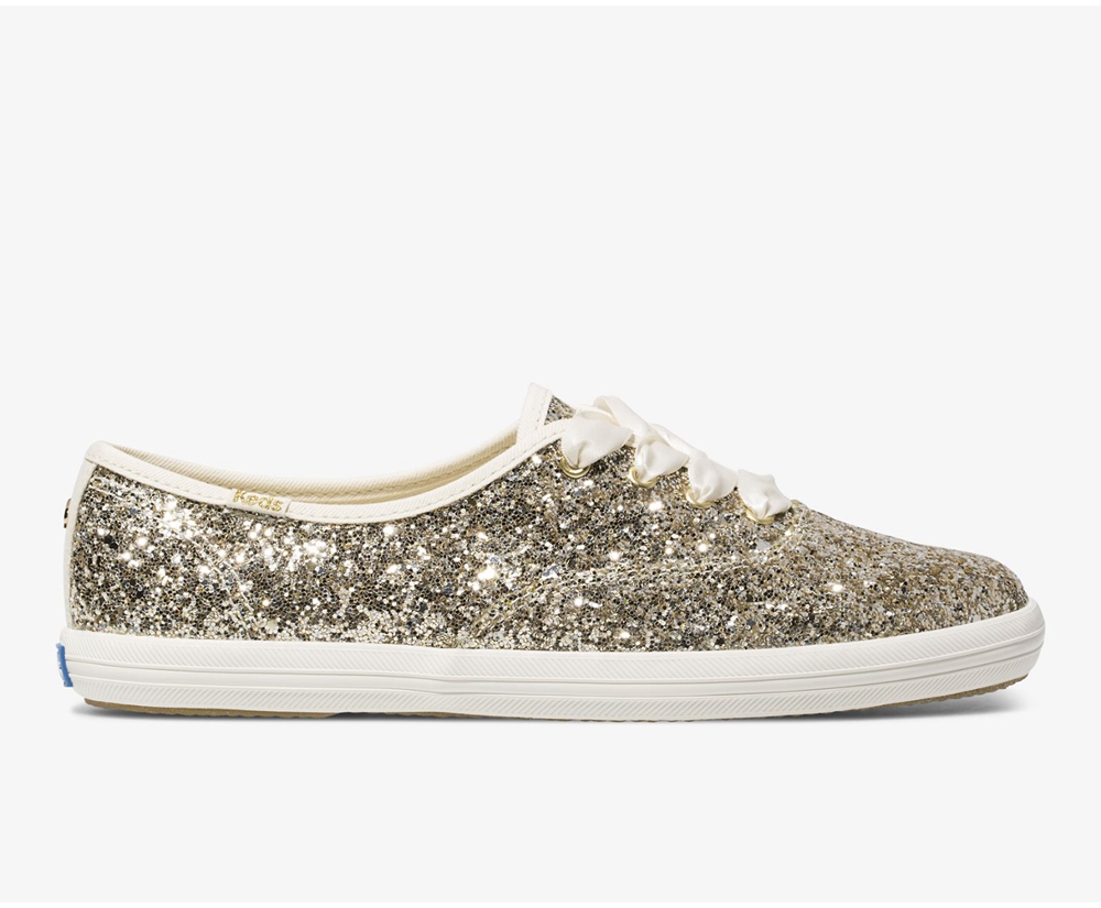 Πανινα Παπουτσια Γυναικεια - Keds Kate Spade New York Champion Glitter - Χρυσο Χρωμα - OWSIJ2346